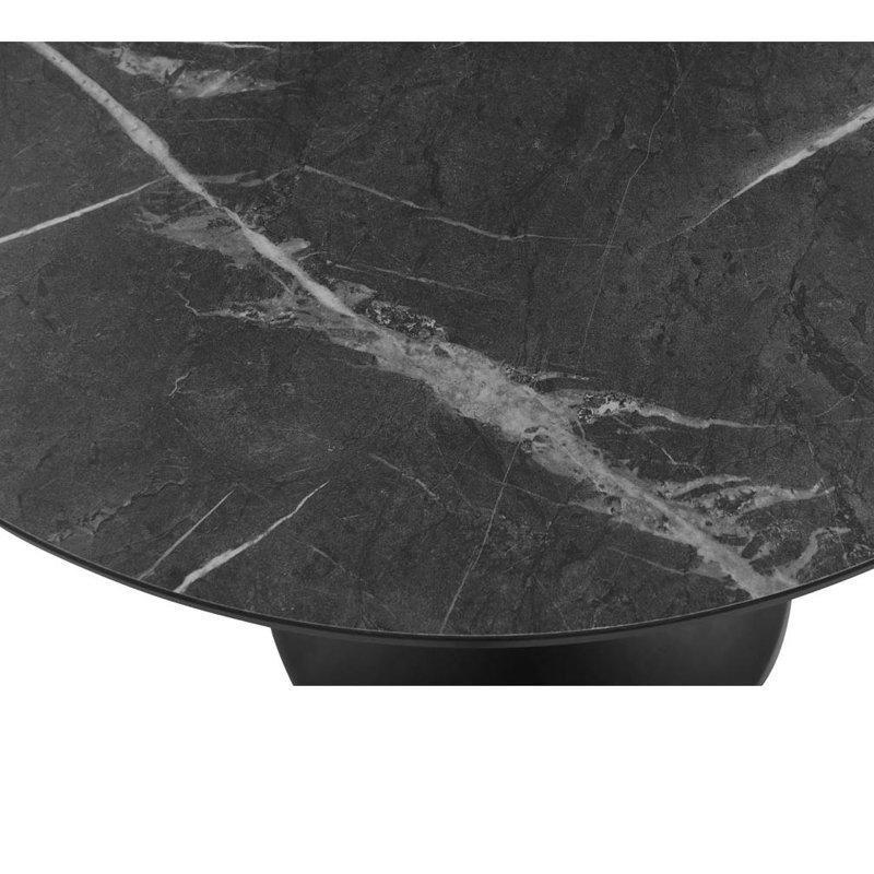 Siyah Metal Mermer Desenli Yuvarlak Bistro Masa - 75 cm - 338627