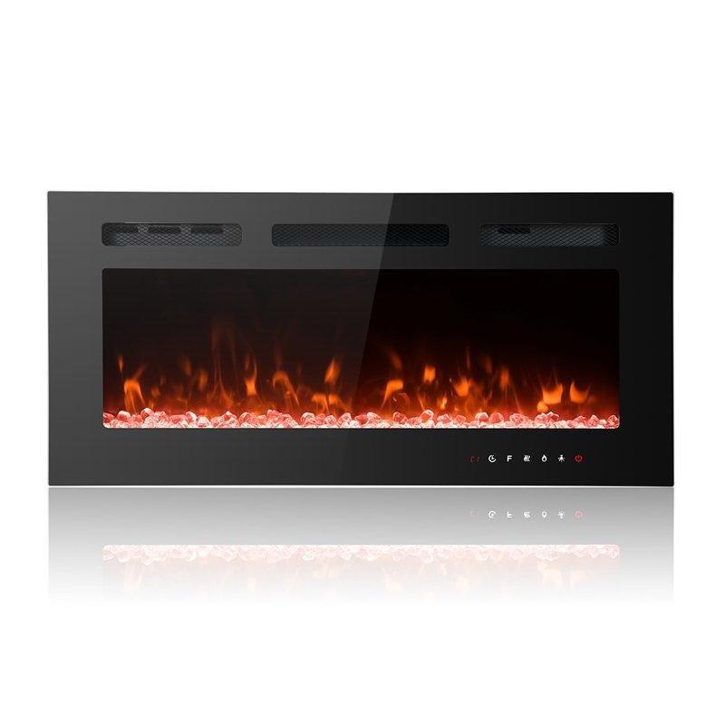 Siyah Metal Uzaktan Kumandalı Çok Renkli Alev Efektli Duvara Monte ve Ayaklı Elektrikli Şömine - 102x44 cm - 339219