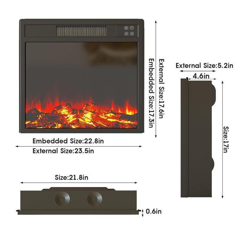 Siyah Metal ve Cam Solo Duran Uzaktan Kumandalı Termostatlı Elektrikli Şömine - 60x45 cm - 339118