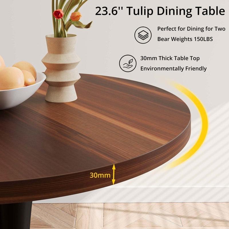 Siyah Metal ve MDF Endüstriyel Tasarım 2 Sandalyeli Yuvarlak Bistro Masa Takımı - 60 cm - 338758