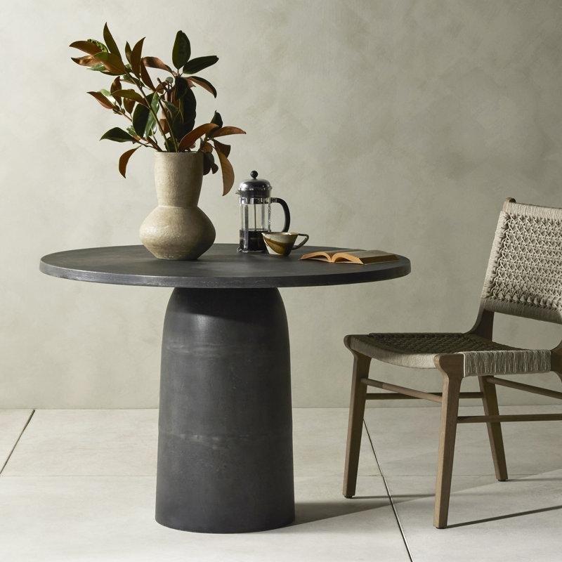 Siyah Metal Yuvarlak Eskitme Tasarım Bistro Masa - 107 cm - 338561