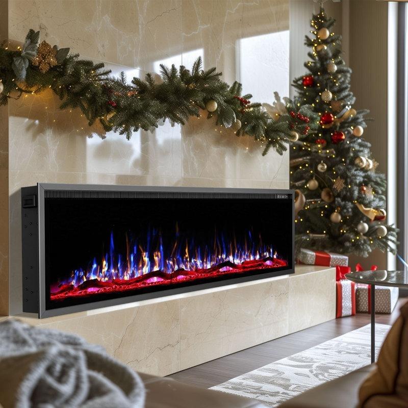 Siyah Paslanmaz Çelik Akıllı Çerçevesiz Elektrikli Şömine - 107 cm - 339698
