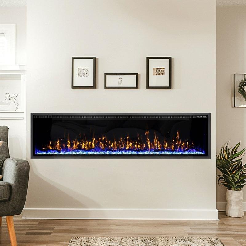 Siyah Paslanmaz Çelik Akıllı Çerçevesiz Elektrikli Şömine - 107 cm - 339698