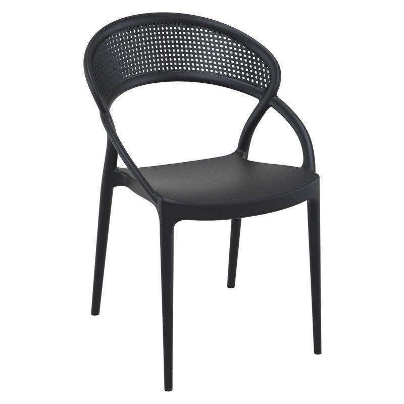 Siyah Plastik Katlanabilir ve İstiflenebilir 3 Parça Bistro Masa Takımı - 60 cm - 338403