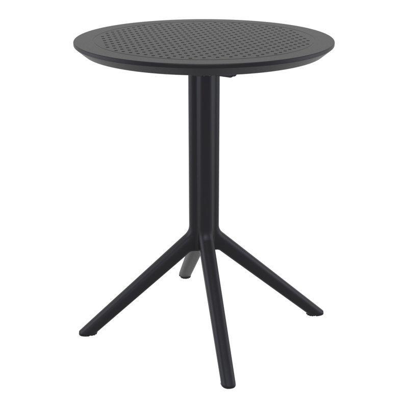 Siyah Plastik Katlanabilir ve İstiflenebilir 3 Parça Bistro Masa Takımı - 60 cm - 338403