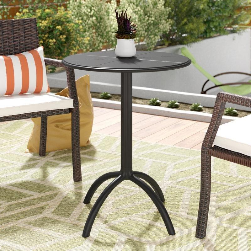 Siyah Plastik Yuvarlak Dış Mekan Bistro Masa - 60 cm - 338659