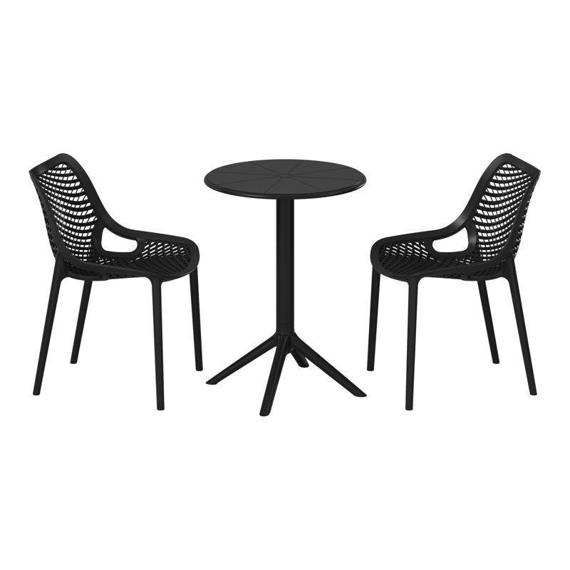 Siyah Polipropilen İstiflenebilir Bistro Masa Takımı - 63 cm - 338378