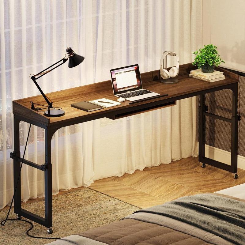 Siyah Prizli ve USB Girişli Yüksekliği Ayarlanabilir Tekerlekli Yatak Masası - 181 cm - 336476