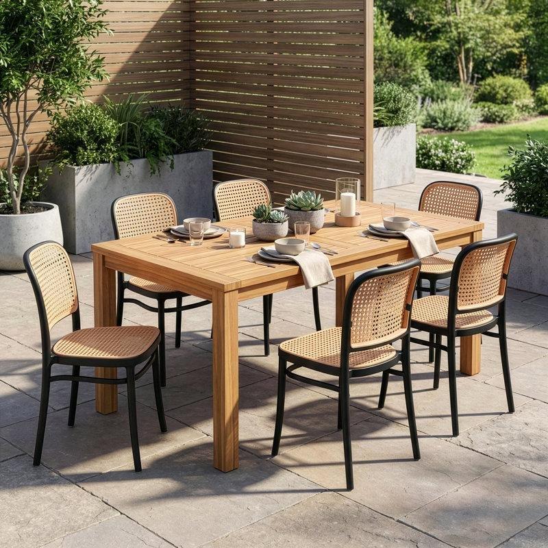 Siyah Rattan Detaylı İstiflenebilir Plastik Sandalye 24lü Set - 336597