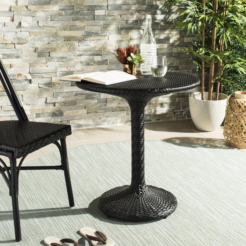 Siyah Rattan Yuvarlak Hava Koşullarına Dayanıklı Bistro Masa - 65x65 cm - 338513