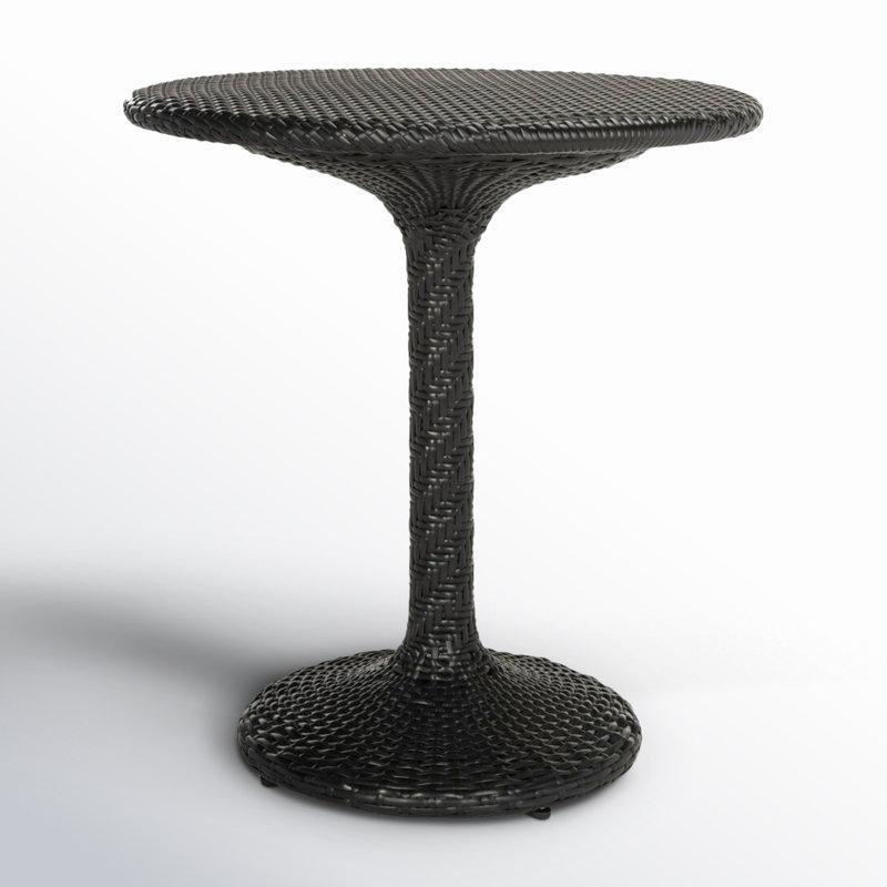 Siyah Rattan Yuvarlak Hava Koşullarına Dayanıklı Bistro Masa - 65x65 cm - 338513