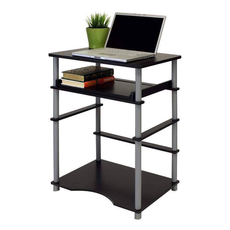 Siyah ve Gri Suntalam Raflı Çekmeceli Laptop Sehpası - 60x40 cm - 336050