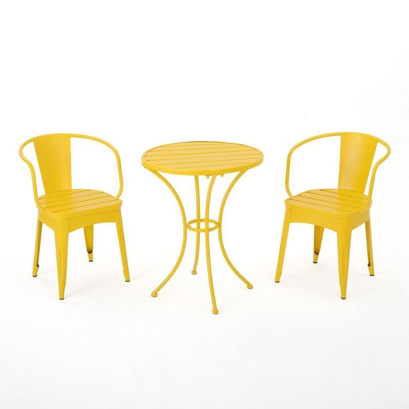 Turkuaz Demir İstiflenebilir 3 Parça Bistro Masa Takımı - 62 cm - 338663
