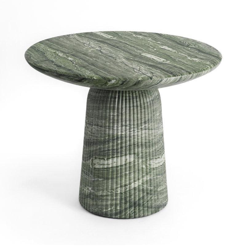 Yeşil Beton Yuvarlak Traverten Efektli Bistro Masa - 91 cm - 338956