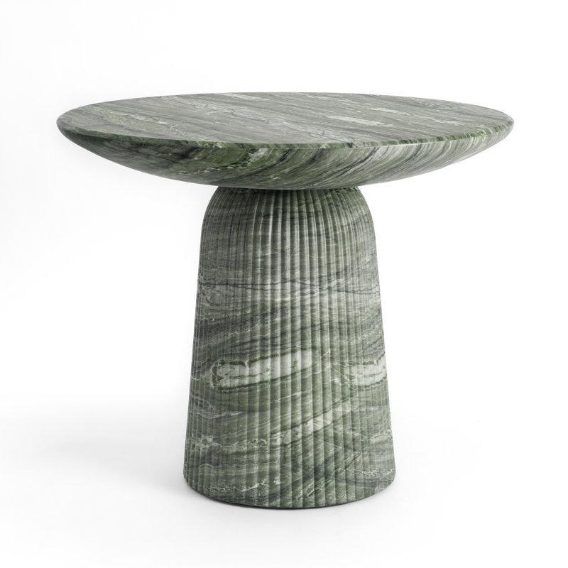 Yeşil Beton Yuvarlak Traverten Efektli Bistro Masa - 91 cm - 338956