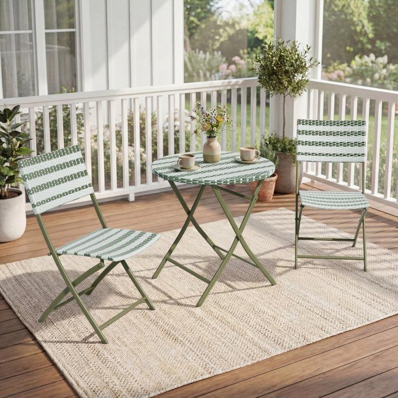 Yeşil Hasır Örgü Çelik Katlanabilir Bistro Takımı - 60 cm - 338382