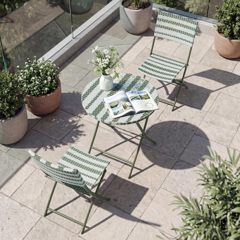 Yeşil Hasır Örgü Çelik Katlanabilir Bistro Takımı - 60 cm - 338382